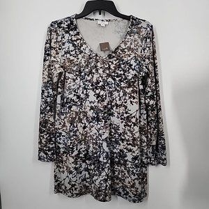 NEW J Jill Velour Size Small Petite SP top tunic blouse shirt Women Stretch gray